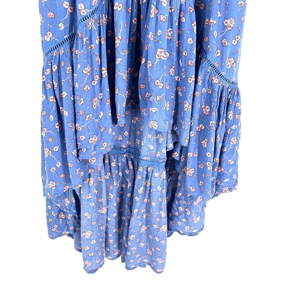 American Eagle Womens Midi Skirt Size M Floral Blue Hi Low - Picture 5 of 8